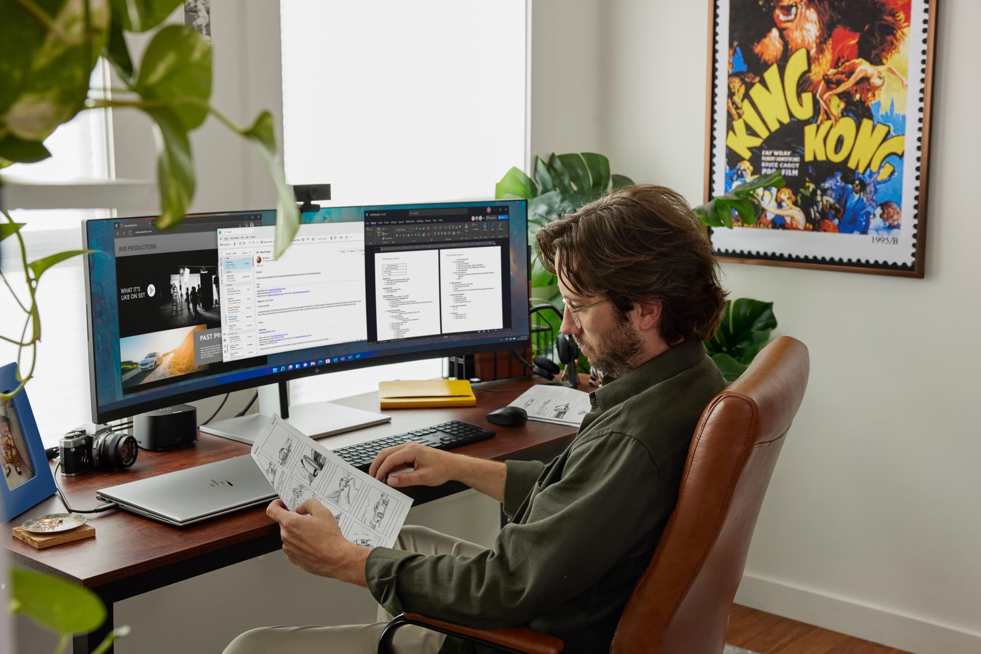 HP Monitor DQHD curvo E45c G5, miniatura 6