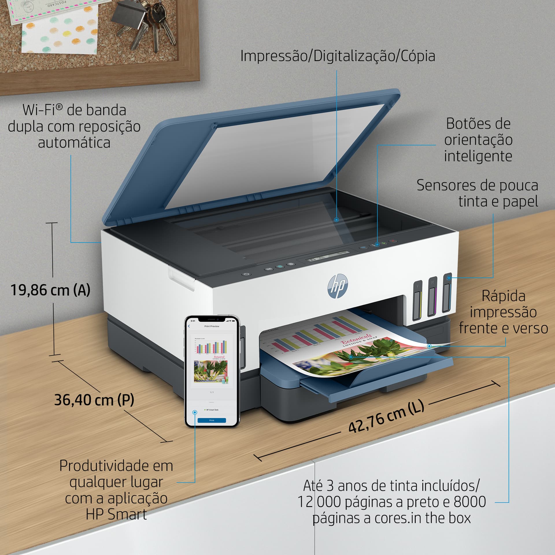 HP Smart Tank 7006 Sem fios All-in-One Cor Impressora, Impressão frente e verso; Copiadora, scanner, miniatura 5