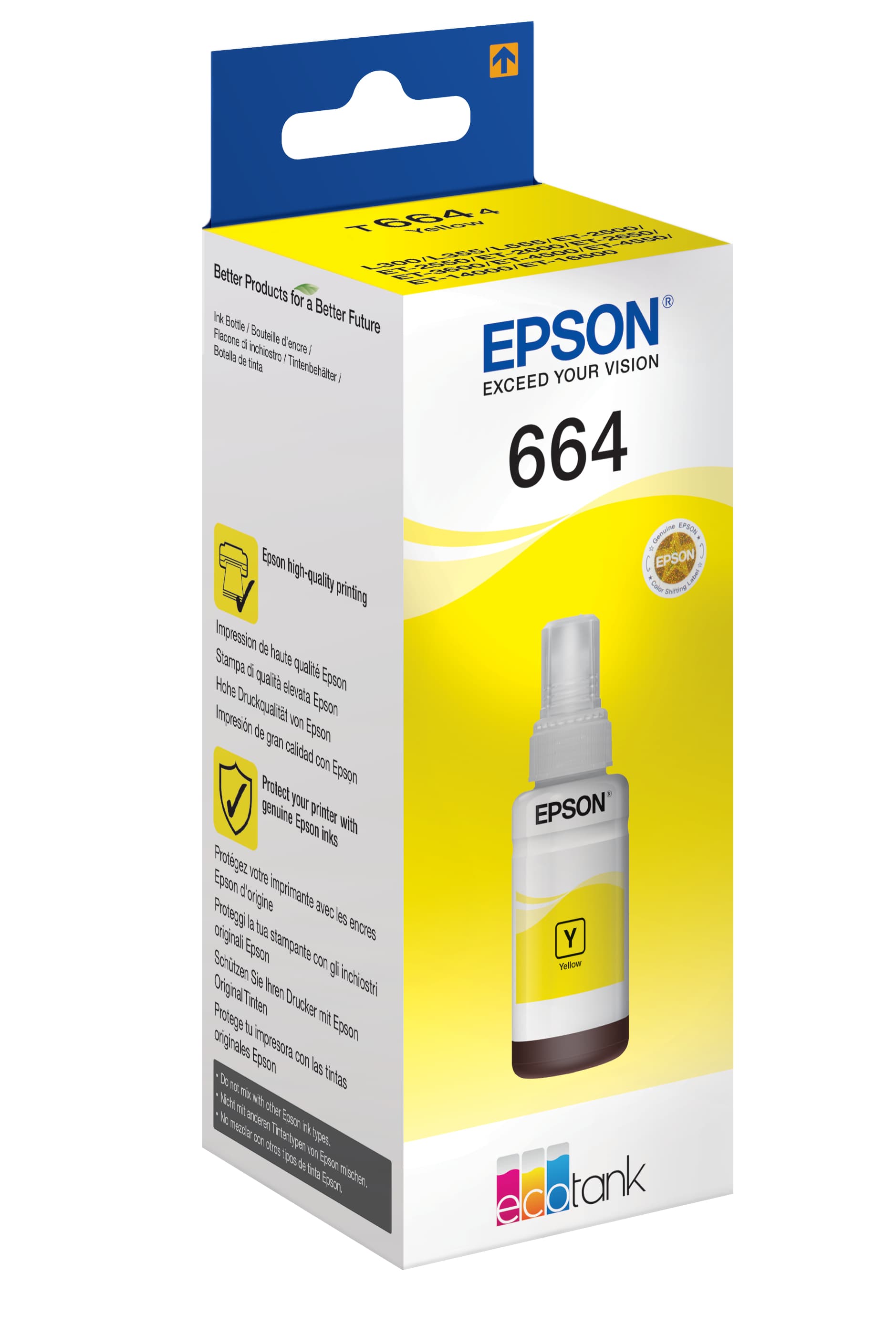 EPSON TINTEIRO AMARELO 70ml ECOTANK L355/L555/ET-14000/ET-4550/E