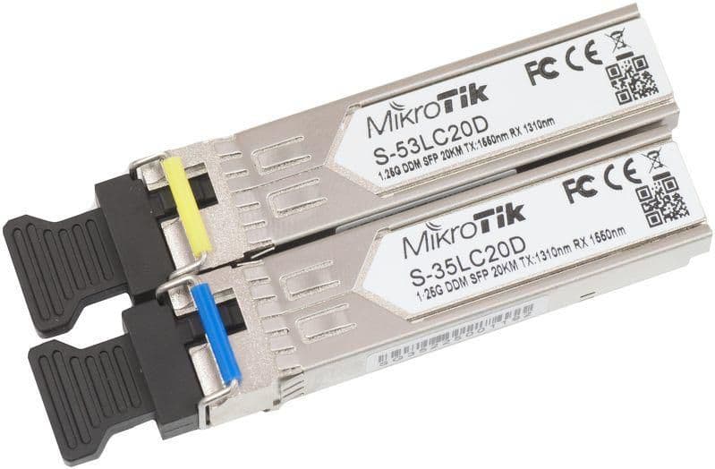 MikroTik Pair of SFP modules, S-35LC20D 1.25G SM 20km T1310nm/R1550nm