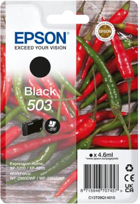 Epson 503 - 4.6 ml - preto - original - blister com RF/alarme acústico - tinteiro - para Expression Home XP-5200, XP-5205, WorkForce WF-2960DWF, WF-2965DWF