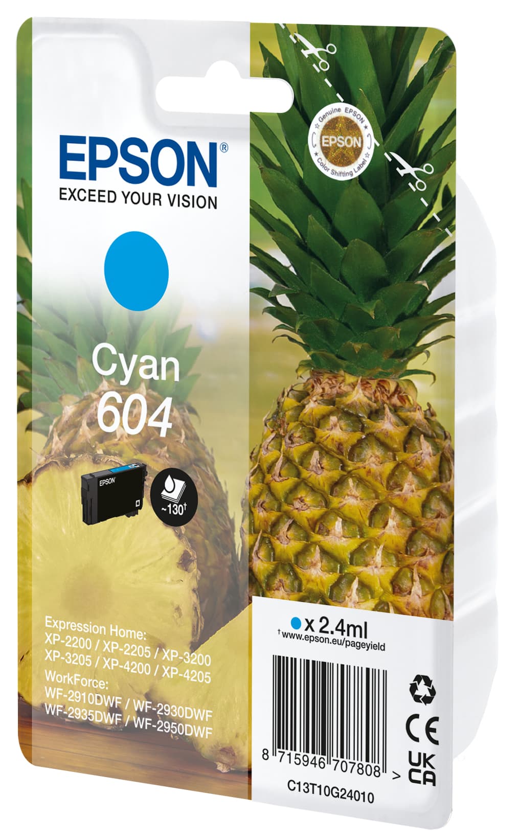 Epson 604 - 2.4 ml - azul cyan - original - blister com RF/alarme acústico - tinteiro - para Expression Home XP-2200, 2205, 3200, 3205, 4200, 4205, WorkForce WF-2910, 2930, 2935, 2950