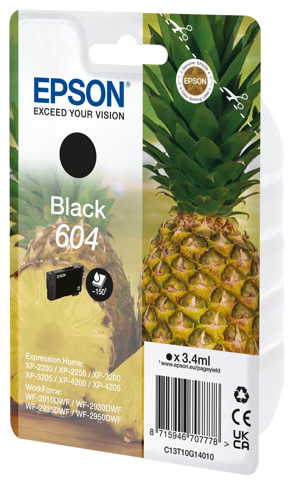 Epson 604 - 3.4 ml - preto - original - blister com RF/alarme acústico - tinteiro - para Expression Home XP-2200, 2205, 3200, 3205, 4200, 4205, WorkForce WF-2910, 2930, 2935, 2950