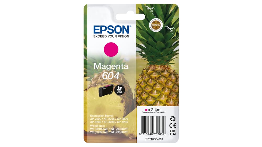 Epson 604 Singlepack - 2.4 ml - magenta - original - blister - tinteiro - para Expression Home XP-2200, 2205, 3200, 3205, 4200, 4205, WorkForce WF-2910, 2930, 2935, 2950