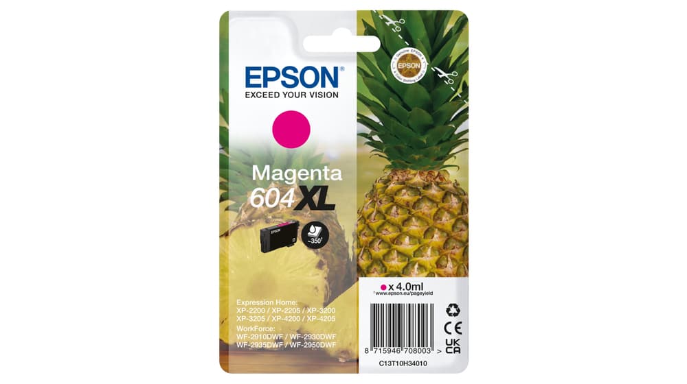 Epson 604XL - 4 ml - XL - magenta - original - blister - tinteiro - para EPL 4200, Stylus Photo 2200, WorkForce WF-2950DWF