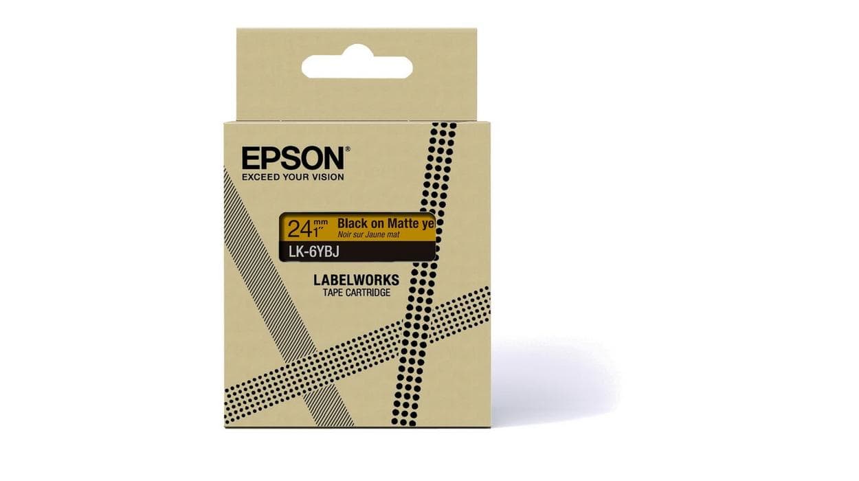 Epson LabelWorks LK-6YBJ - Preto sobre amarelo mate - Rolo (2,4 cm x 8 m) 1 cassete(s) caixa pendurada - cartucho de fita - para LabelWorks LW-C610