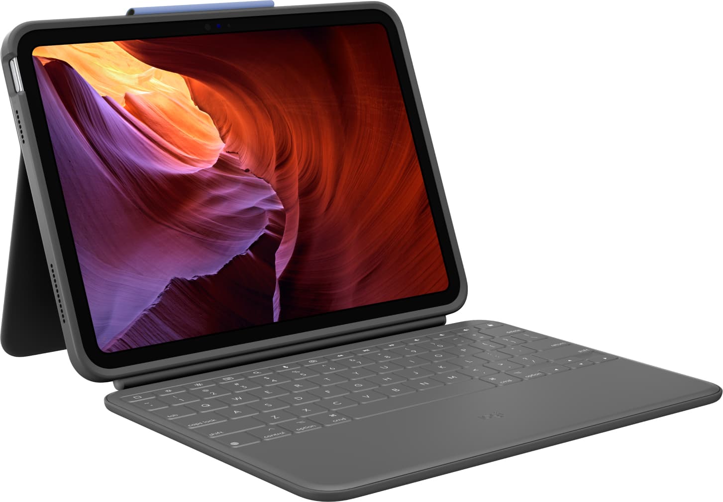 Logitech Rugged Folio - Teclado e pasta de folio - Apple Smart connector - QWERTY - Reino Unido - grafite - para Apple 10.9-inch iPad (10ª geração) - Layout Inglês