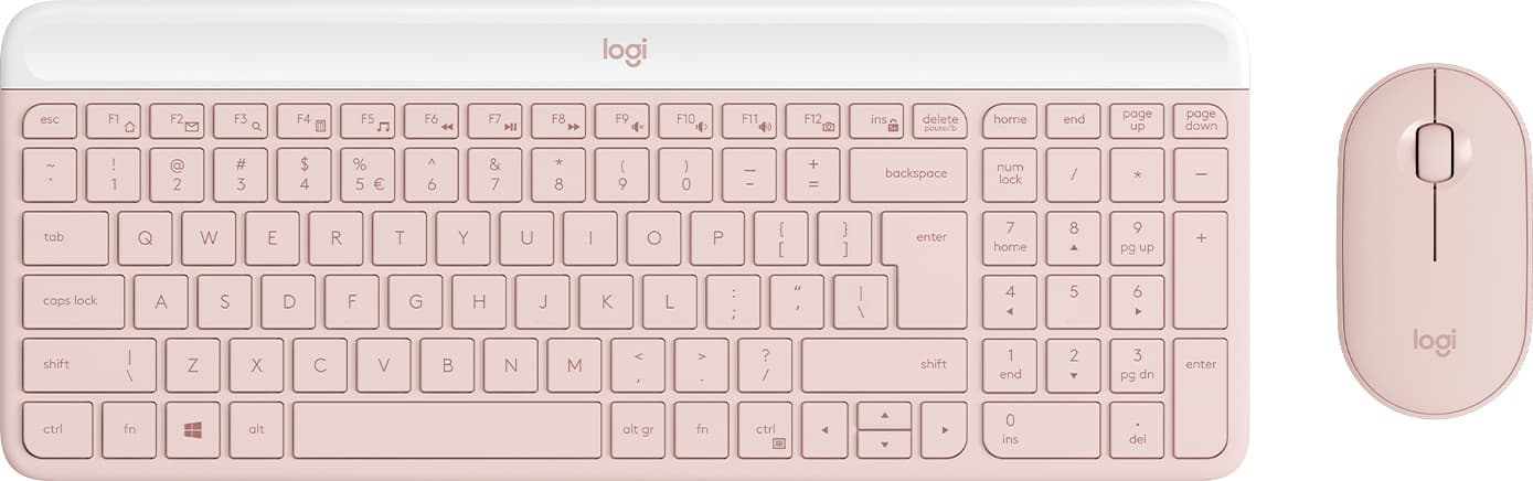 Logitech Slim Wireless Combo MK470 - Conjunto de teclado e rato - sem fios - 2.4 GHz - QWERTY - Padrão internacional americano - rosa
