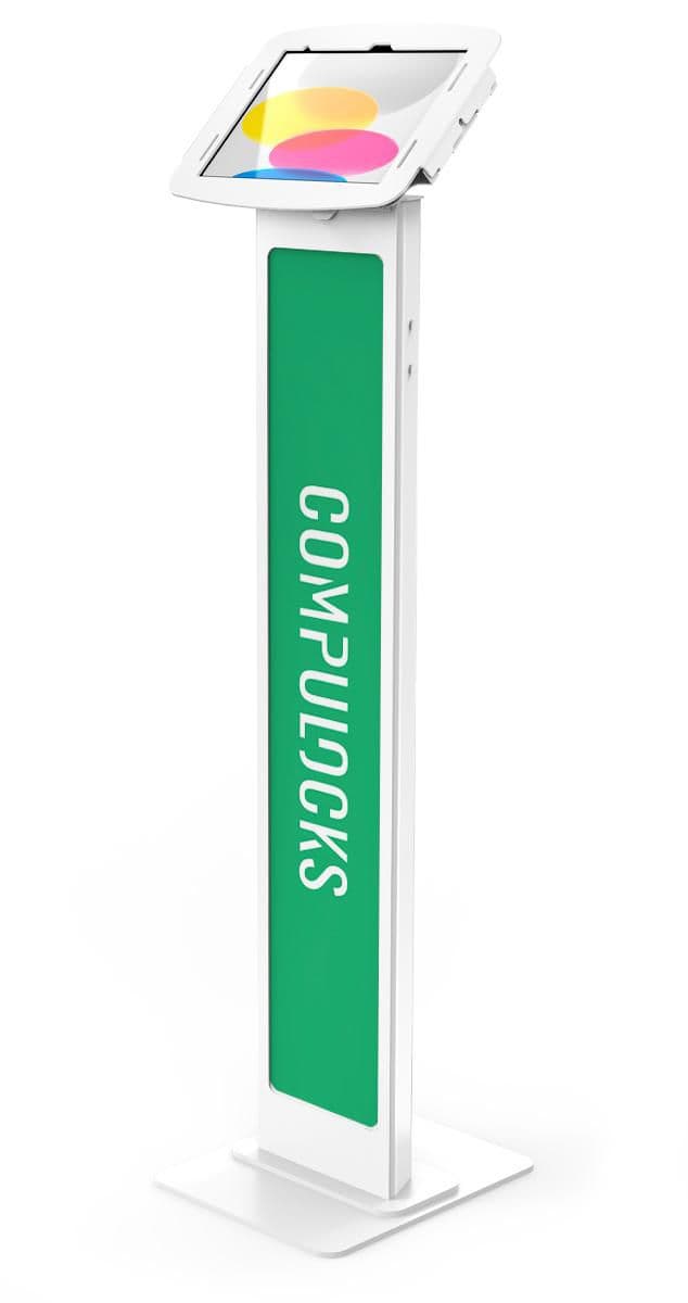 Compulocks iPad 10th-11th (A16) Gen Space Enclosure Brandable Floor Stand White - Kit de montagem (plataforma, caixa) - para tablet - bloqueável - alumínio de alto-nível - branco - tamanho de tela: 10.9" - suporte no chão - para Apple 10.9-inch iPad