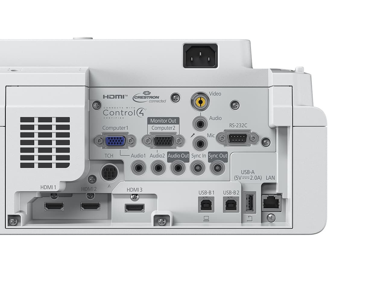 Epson EB-760WI - 3 projetores LCD - 4100 lumens (branco) - 4100 lumens (cor) - WXGA (1280 x 800) - 16:10 - lentes de projeção de distância ultra curta - IEEE 802.11a/b/g/n/ac sem fios/LAN/Miracast - branco