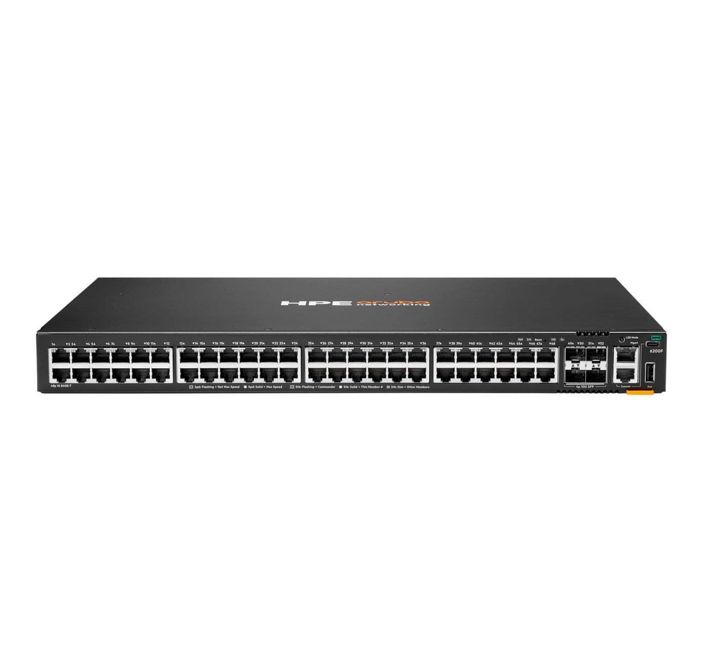 HPE Aruba Networking CX 6200F 48G 4SFP+ Switch - Interruptor - L3 - Administrado - 48 x 10/100/1000 + 4 x 100/1000/10G SFP+ - frente e lado para trás - montável em trilho
