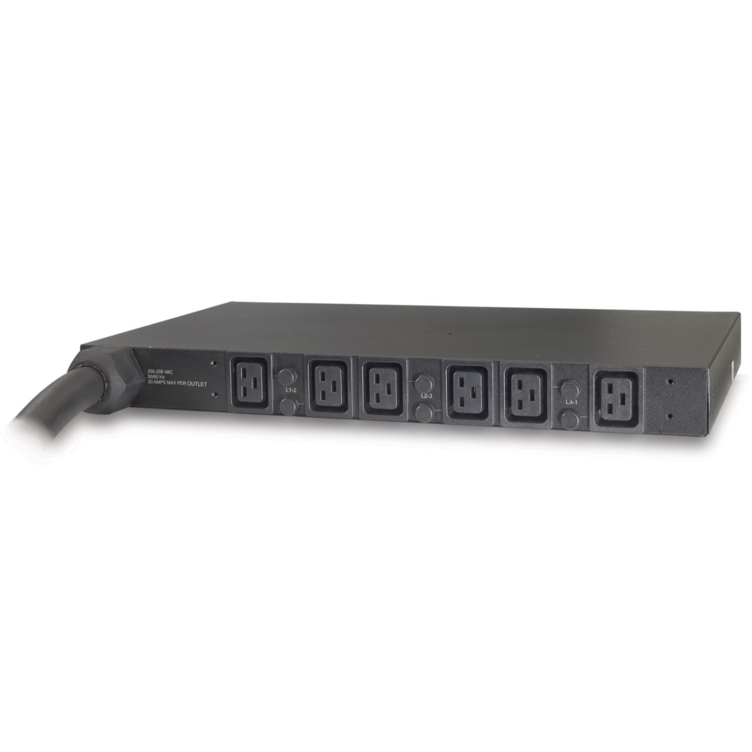 APC Basic Rack PDU - Faixa de distribuição de energia (montável em bastidor) - AC 208 V - 3 fases - entrada: Hubbell CS8365C - conectores de saída: 6 (IEC 60320 C19) - 1U - 2.4 m cabo - preto - para P/N: SCL500RM1U, SCL500RMI1U, SMTL750RM2UCNC, SMX2K