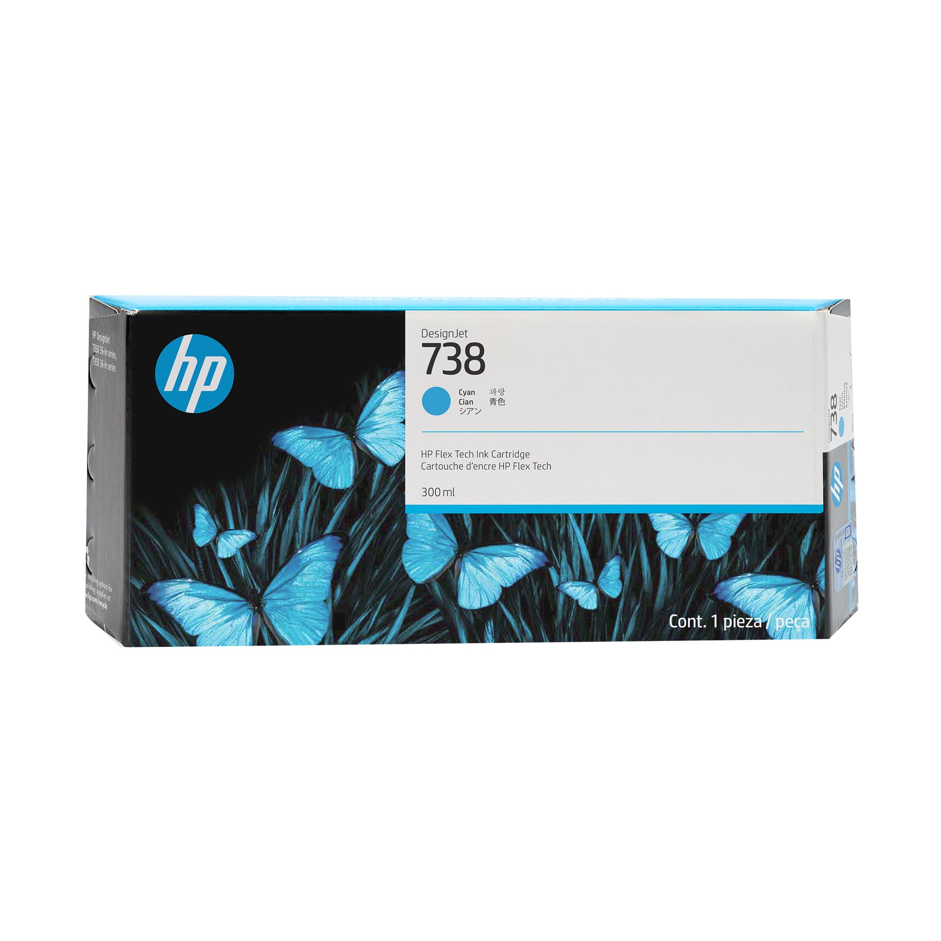 HP 738 - 300 ml - azul cyan - original - DesignJet - tinteiro - para DesignJet T950, XT950