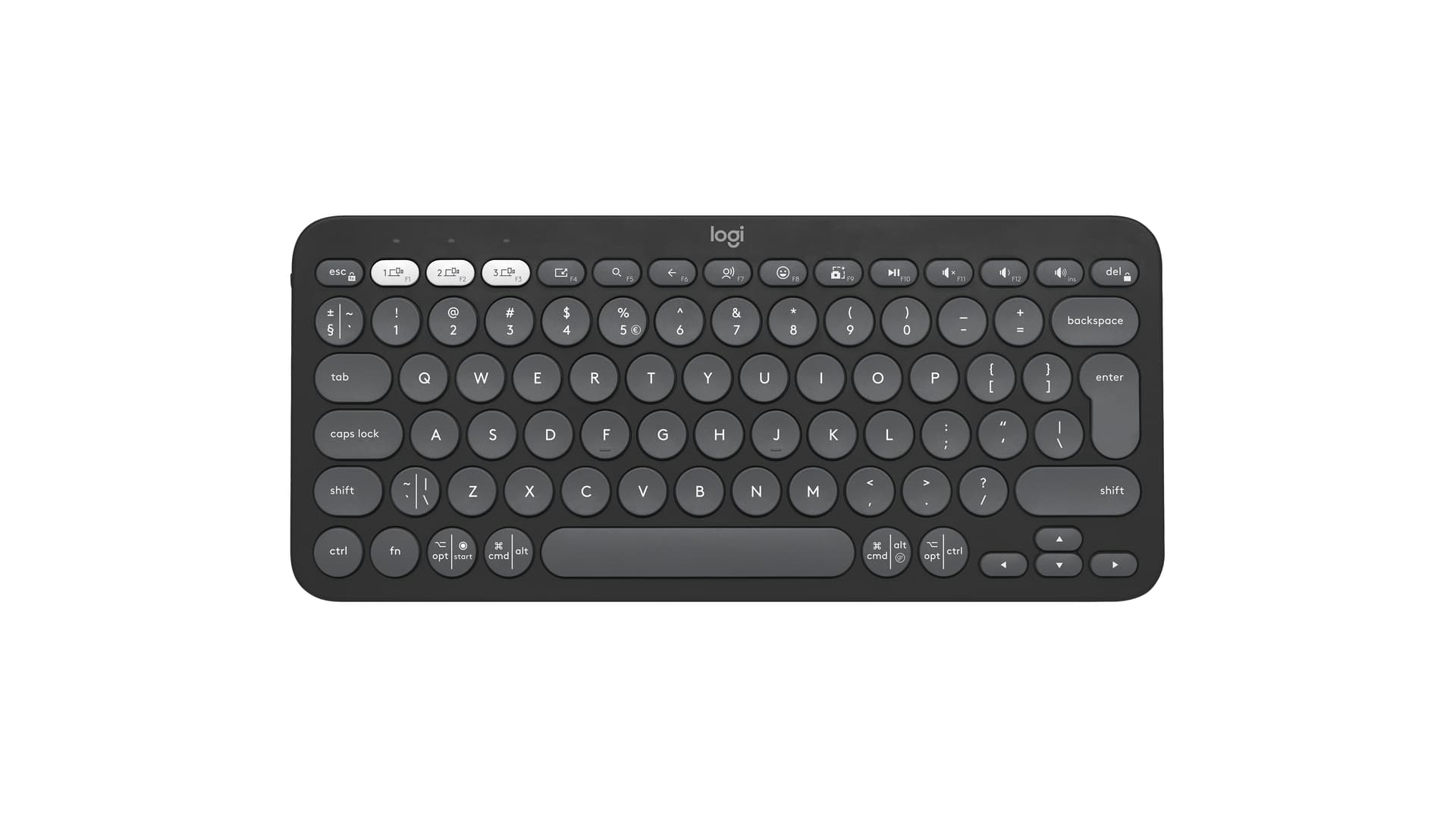 Logitech Pebble Keys 2 K380s - Teclado - sem fios - Bluetooth LE - QWERTY - Padrão internacional americano - grafite tonal