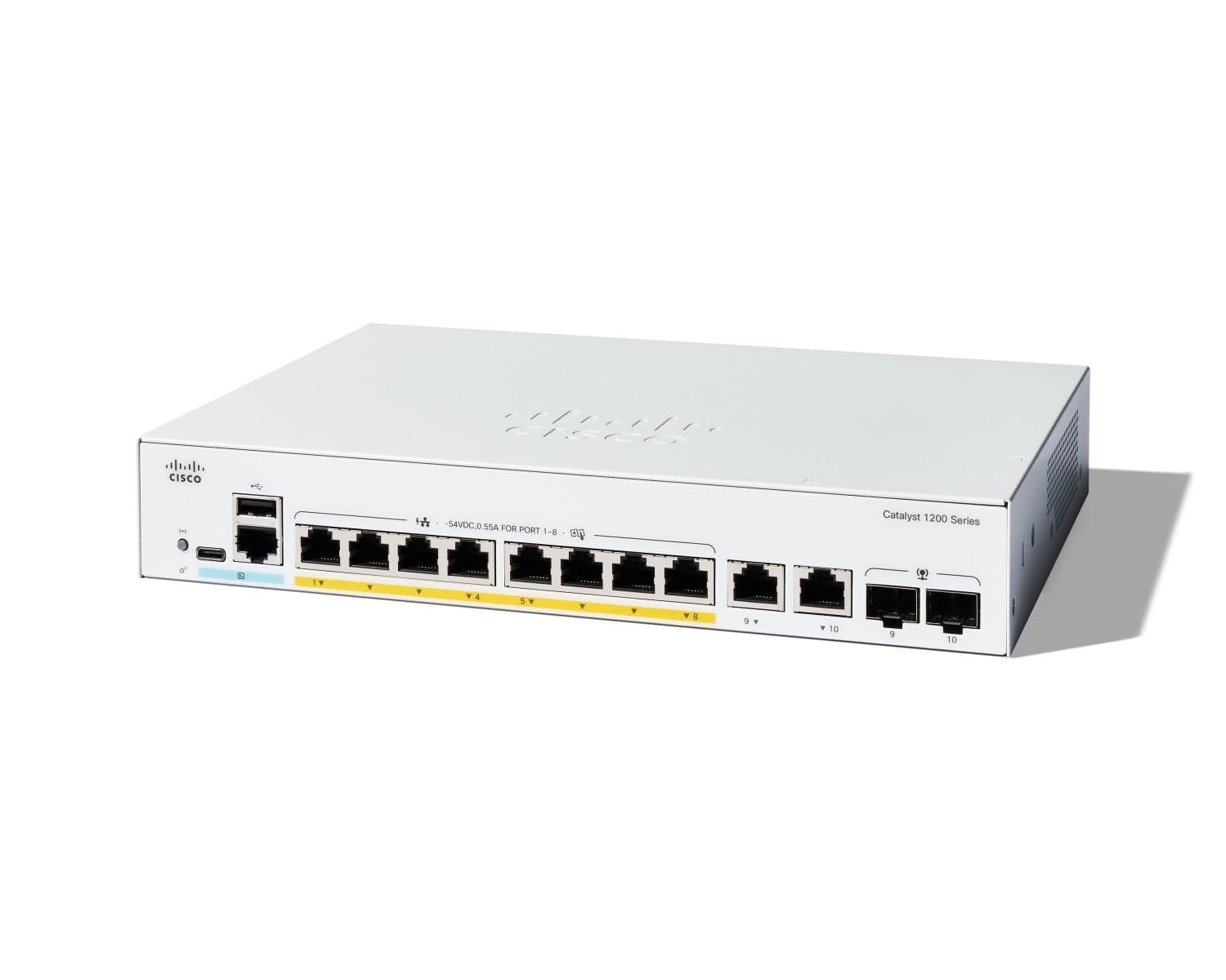 Cisco Catalyst 1200-8FP-2G - Interruptor - L3 - inteligente - 8 x 10/100/1000 (PoE+) + 2 x combo Gigabit SFP/RJ-45 - montável em trilho - PoE+ (120 W)