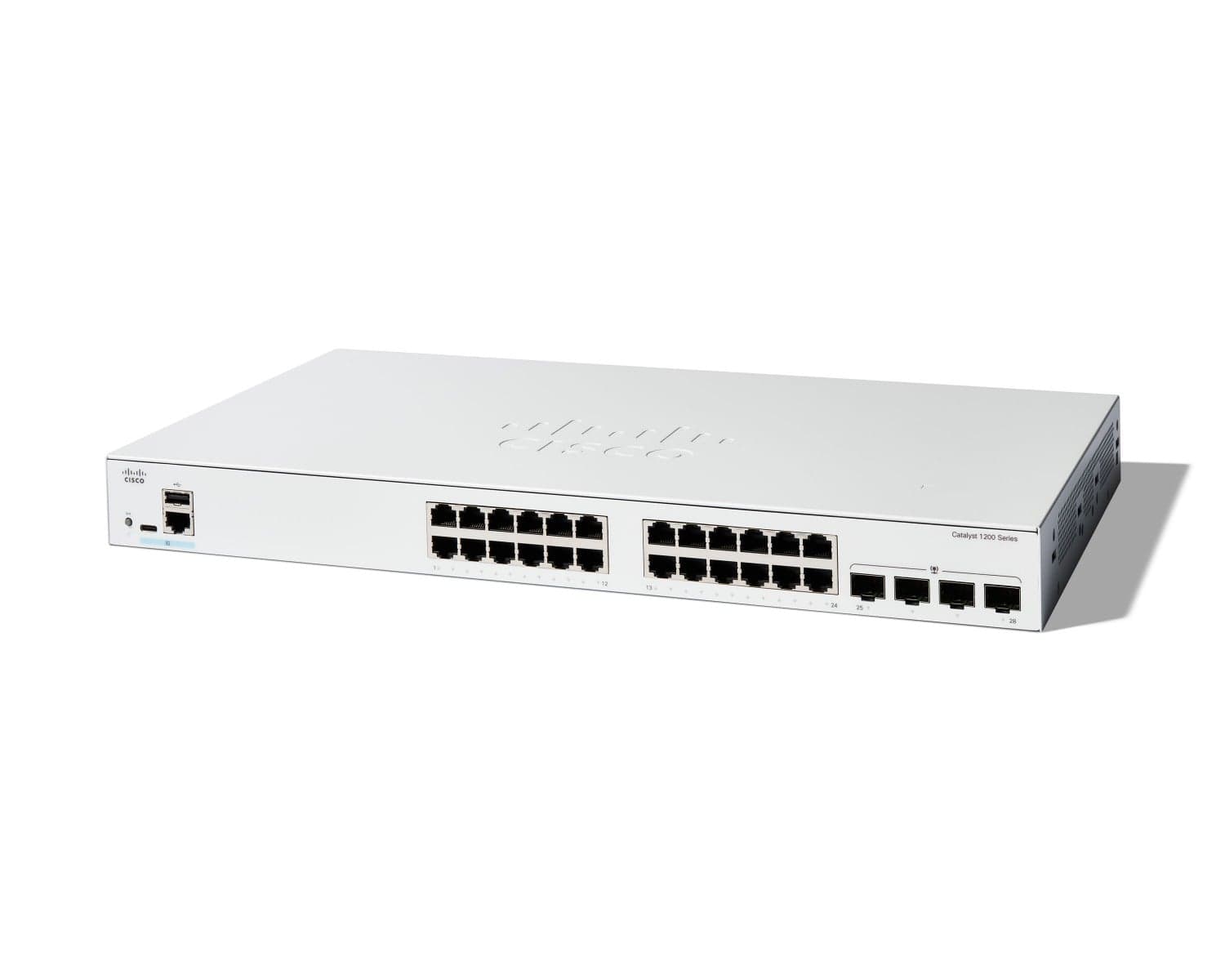 Cisco Catalyst 1200-24T-4G - Interruptor - L3 - inteligente - 24 x 10/100/1000 + 4 x Gigabit SFP - montável em trilho