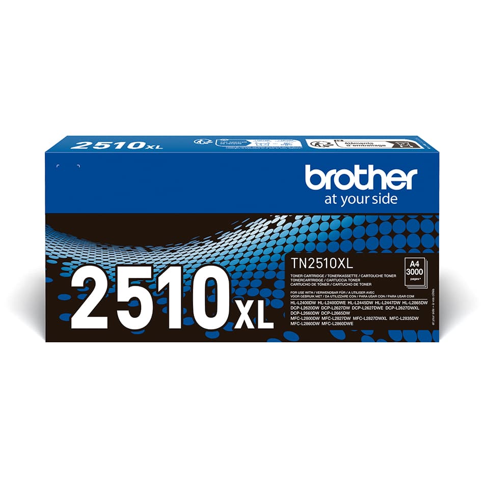 Brother TN-2510XL - Super High Capacity - preto - original - caixa - cartucho de toner - para Brother DCP-L2620, L2627, L2660, HL-L2400, L2445, L2447, MFC-L2800, L2827, L2860