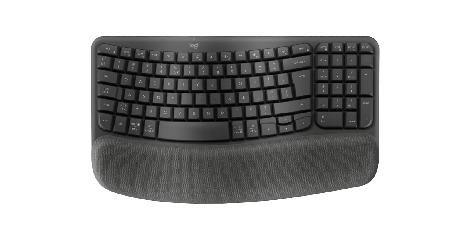 Logitech Ergo Series - Teclado - sem fios - 2.4 GHz, Bluetooth LE - QWERTY - Padrão internacional americano - grafite
