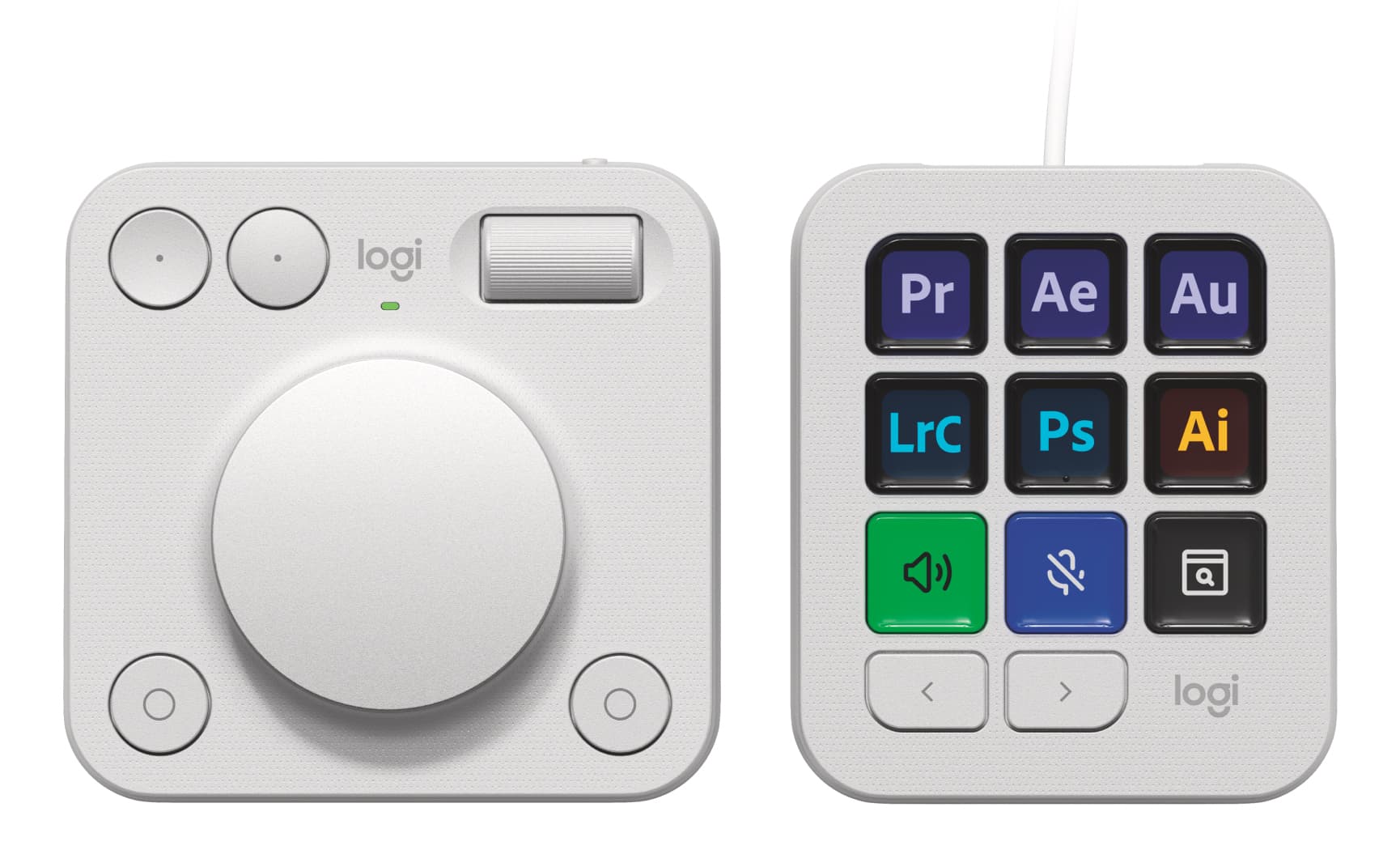 Logitech Master Series MX Creative Console - Conjunto de teclado e discador - luz traseira - USB-C - cinza pálido