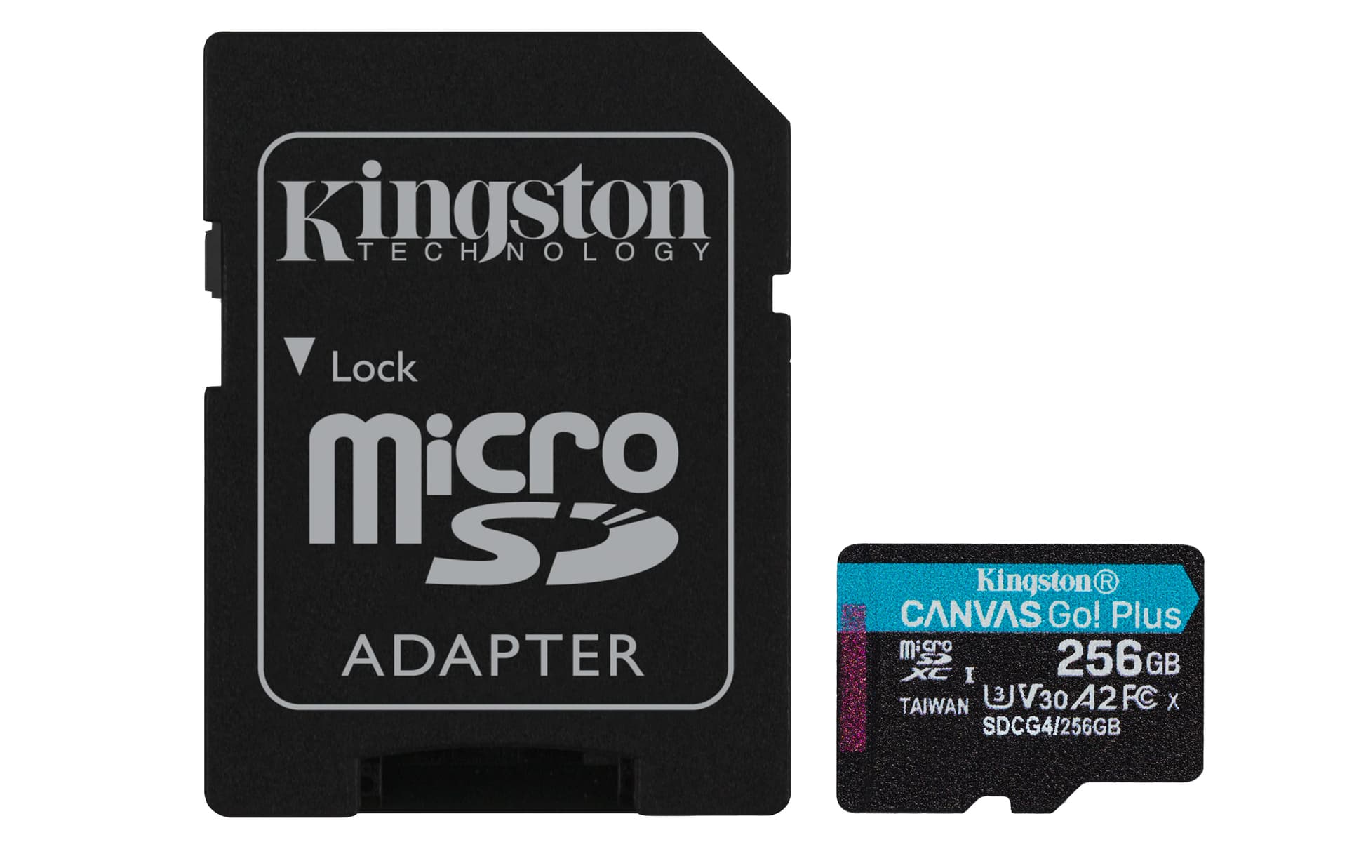 Kingston Canvas Go! Plus - Cartão de memória flash (adaptador microSDXC para SD Incluído) - 256 GB - A2 / Video Class V30 / UHS-I U3 / Class10 - microSDXC UHS-I