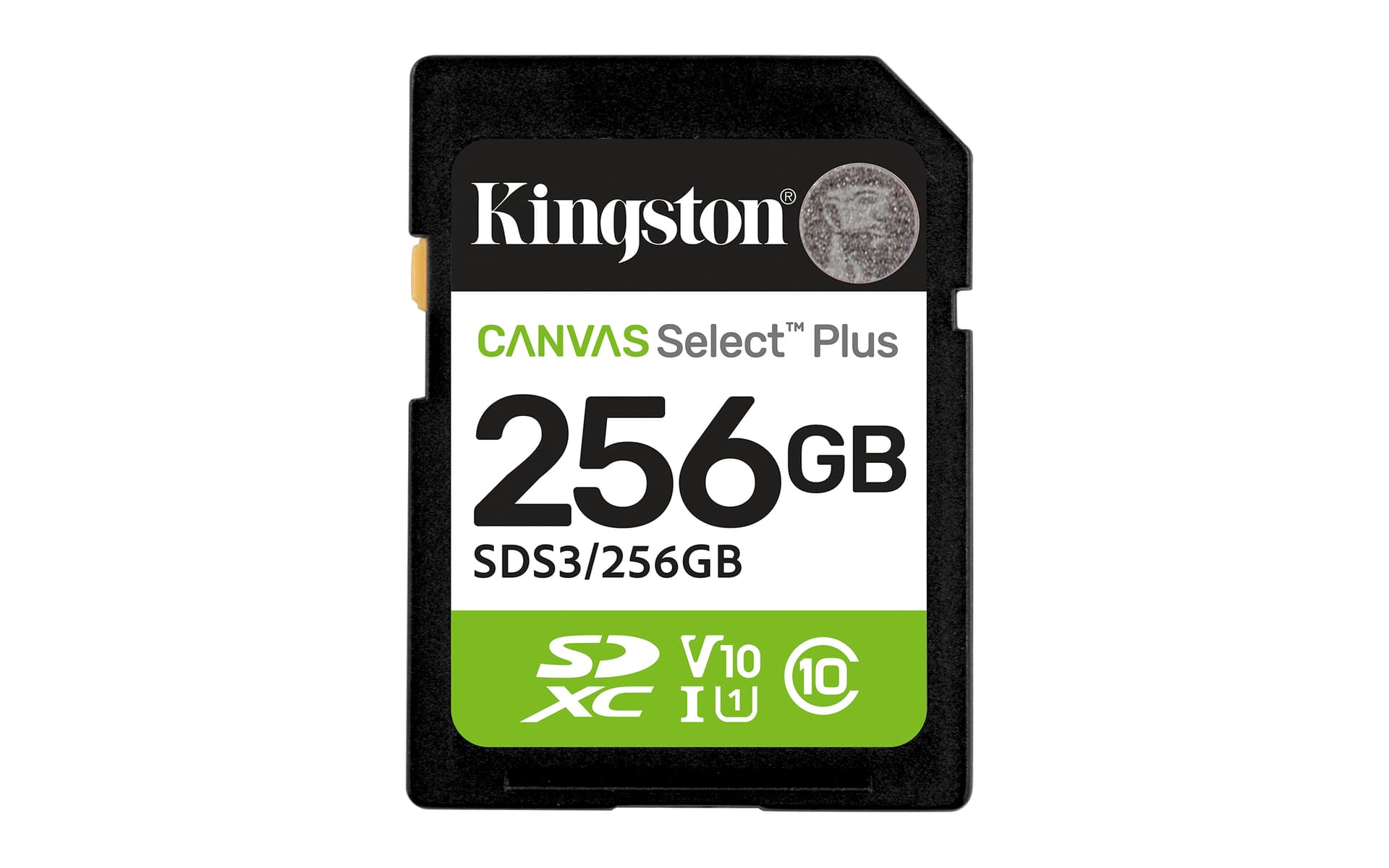 Kingston Canvas Select Plus - Cartão de memória flash - 256 GB - Video Class V10 / UHS-I U1 / Class10 - SDXC UHS-I