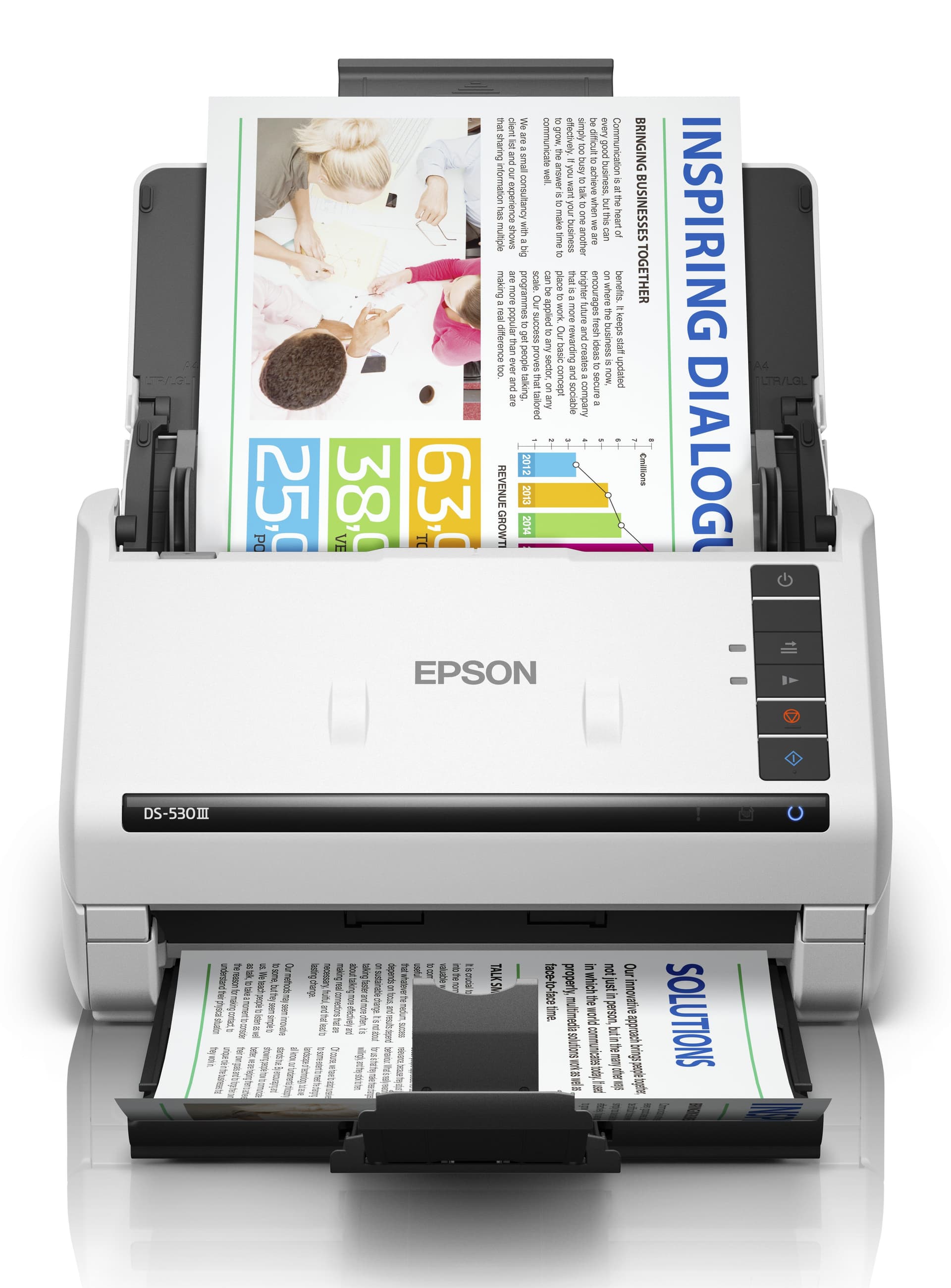 Epson WorkForce DS-530III - Escaneador de documento - Duplex - A4 - 600 ppp x 600 ppp - até 40 ppm (mono) / até 40 ppm (cor) - ADF (60 folhas) - até 6500 varreduras por dia - USB 3.2 Gen 1x1