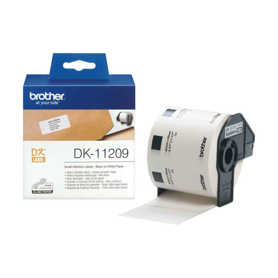 Brother DK-11209 - Preto em branco - 800 etiquetas de endereços - para Brother QL-1050, 1110, 500, 550, 560, 570, 580, 600, 650, 700, 710, 720, 820