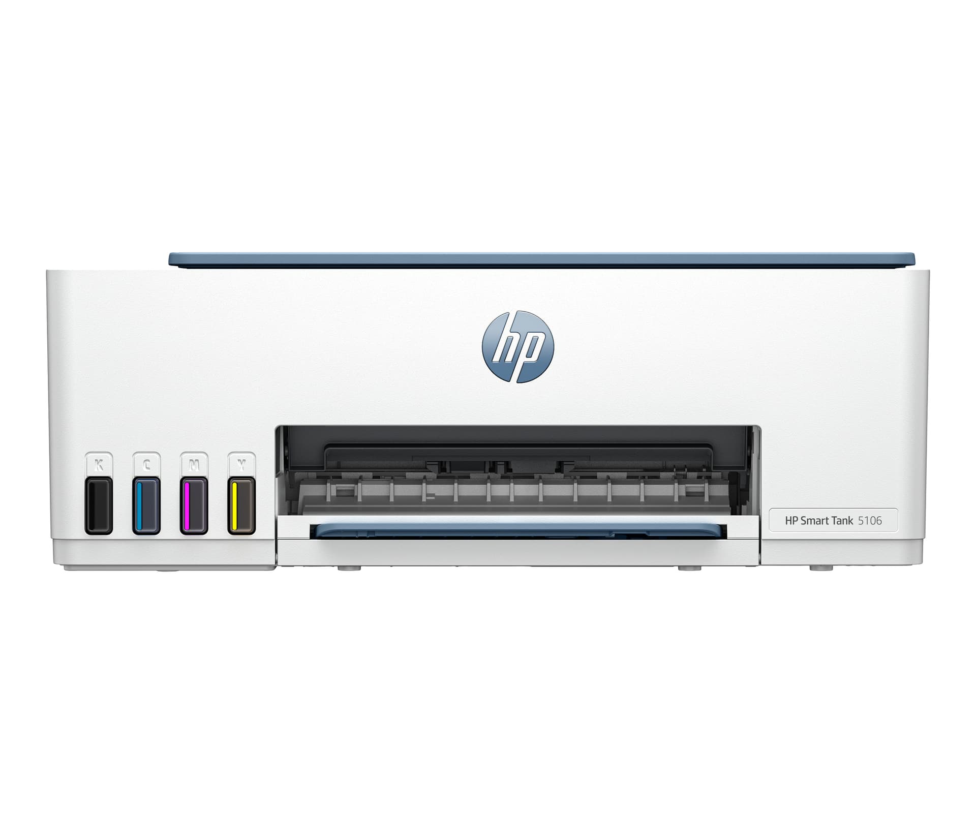 HP Smart Tank 5106 All-in-One - Impressora multi-funções - a cores - jacto de tinta - recarregável - Legal (216 x 356 mm) (original) - A4/Legal (media) - até 10 ppm (cópia) - até 12 ppm (impressão) - 100 folhas - USB 2.0, Wi-Fi(n), Bluetooth - azul s
