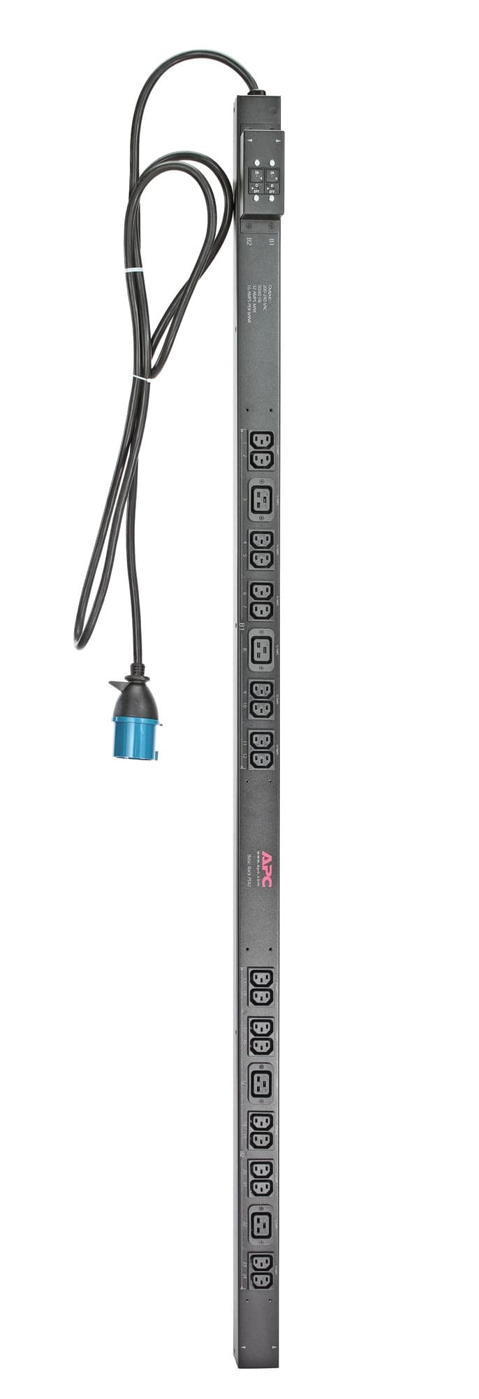 APC Basic Rack PDU Zero U - Faixa de distribuição de energia (montável em bastidor) - AC 230 V - entrada: IEC 60309 - conectores de saída: 24 (power IEC 60320 C13, IEC 60320 C19) - 0U - 3.1 m cabo - preto - para P/N: SMX1500RM2UCNC, SMX2KR2UX145, SMX