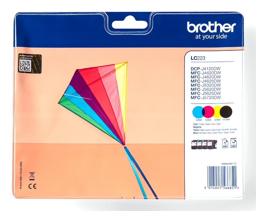 Brother LC223 - Pack de 4 - preto, amarelo, azul cyan, magenta - original - tinteiro - para Brother DCP-J4120DW, DCP-J562DW, MFC-J4420DW, MFC-J4625DW, MFC-J5320DW, MFC-J5625DW