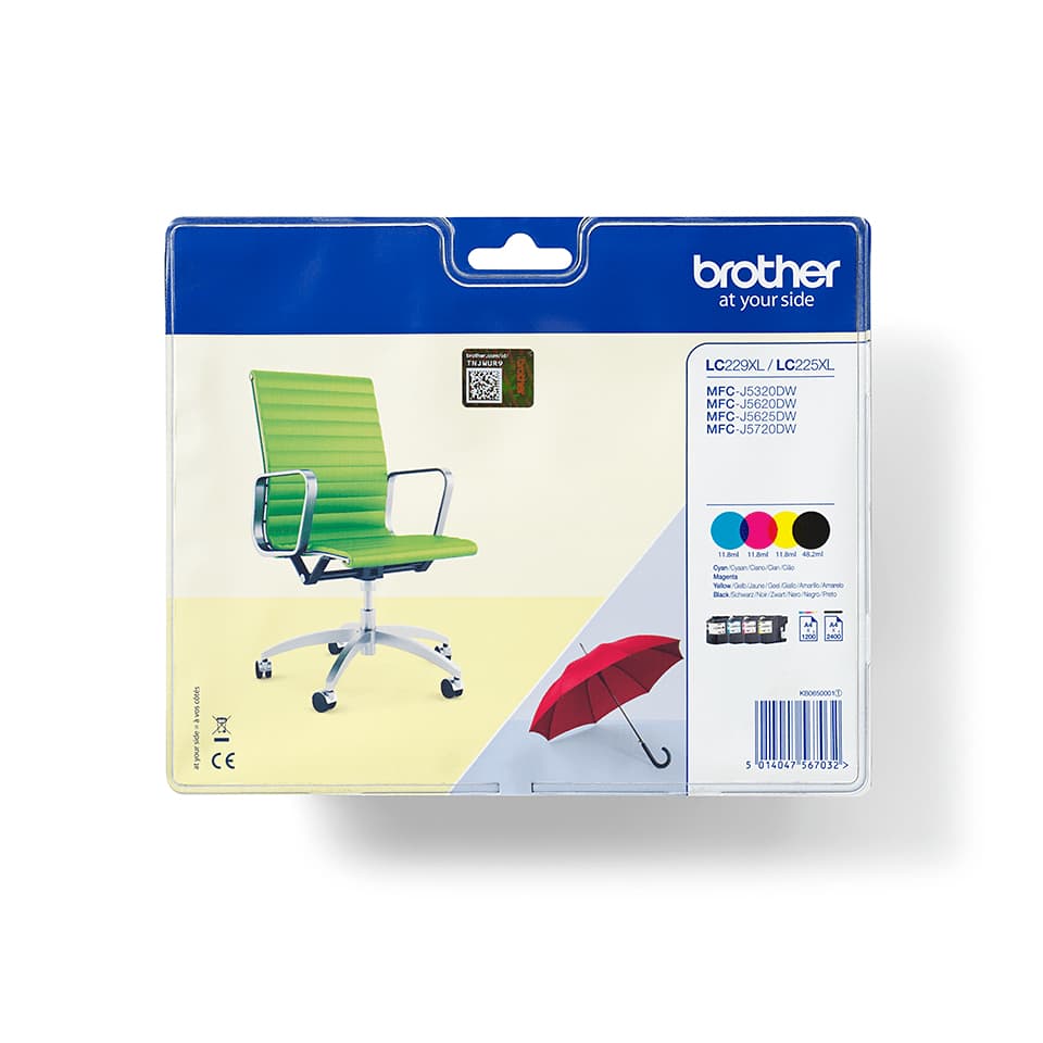 Brother LC229XLVALBP - Pack de 4 - preto, amarelo, azul cyan, magenta - original - blister - tinteiro - para Brother MFC-J5320DW, MFC-J5625DW