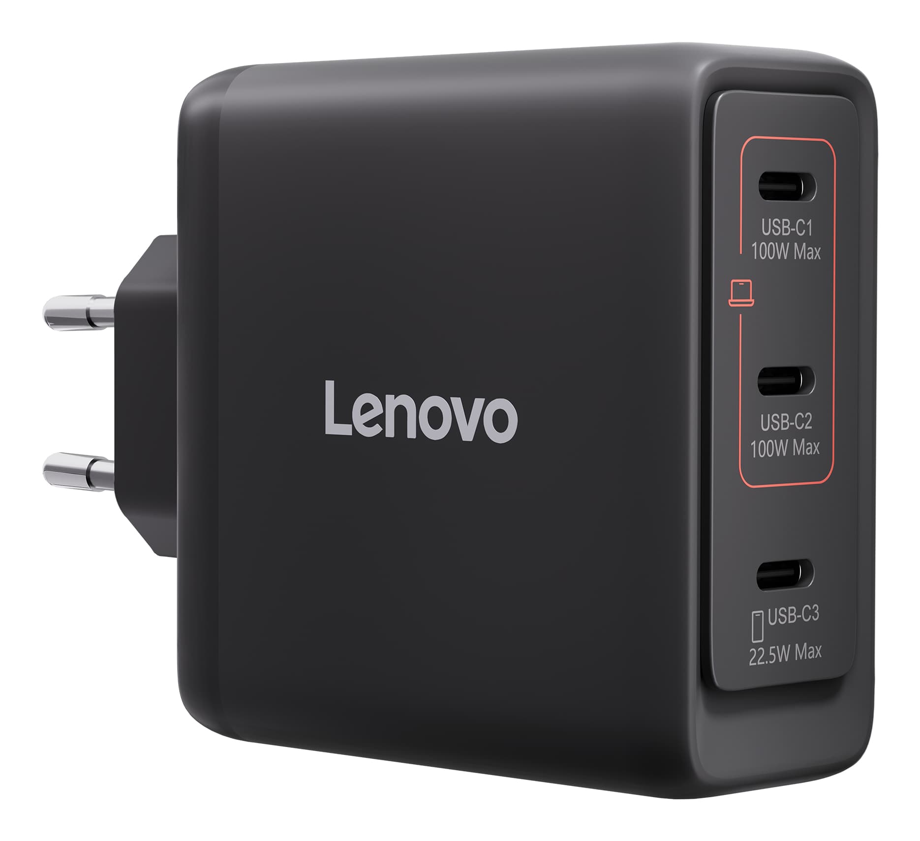 Lenovo - Adaptador de alimentação - GaN - 100 watt - 3 conectores de saída (USB-C) - preto - Europa - para ThinkPad T16 Gen 4 21QN
