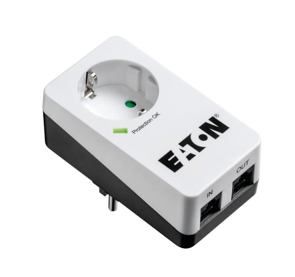 Eaton Protection Box 1 Tel@ DIN - Protector contra picos de corrente - AC 220-250 V - 4000 watt - conectores de saída: 1 - branco