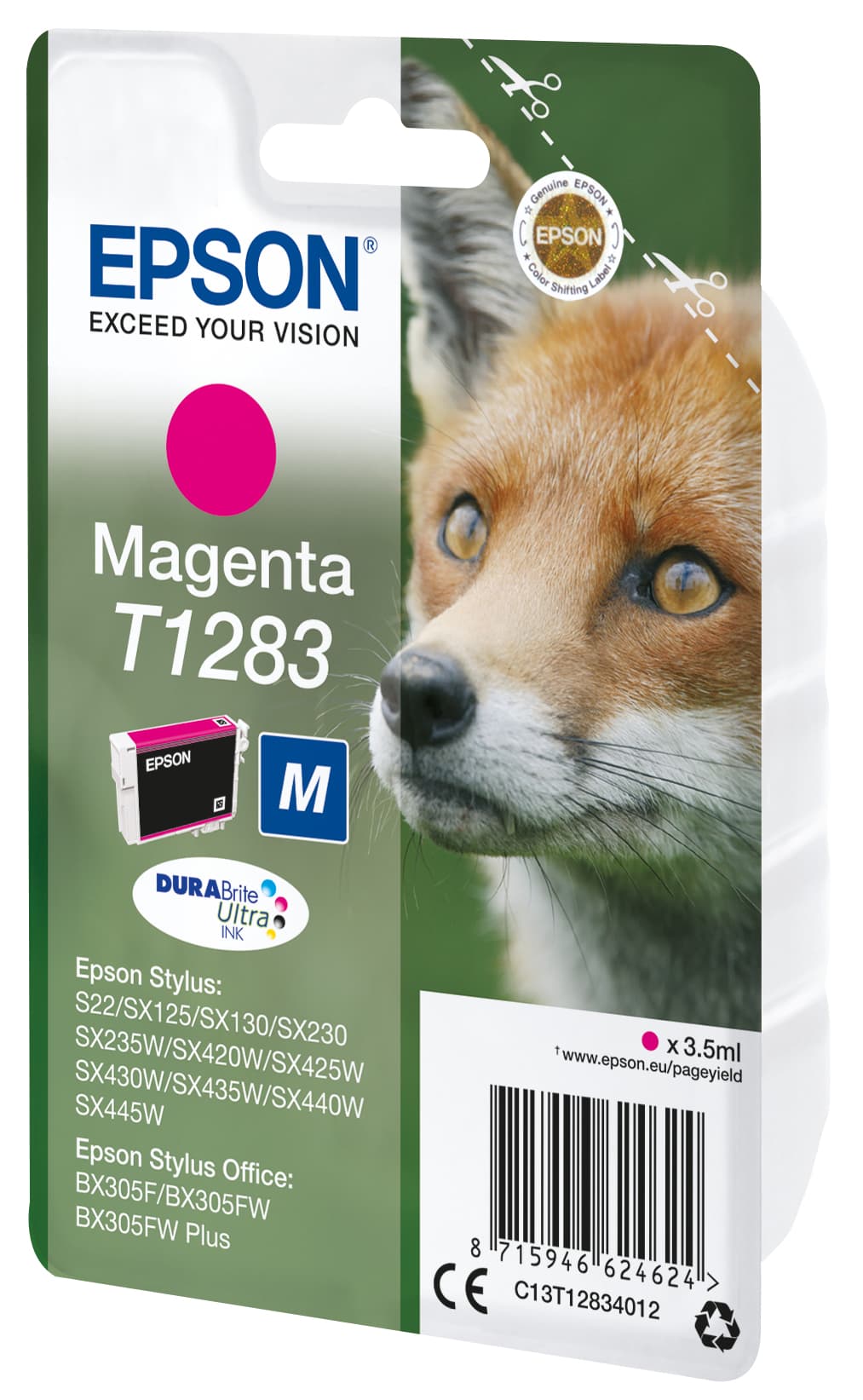 Epson T1283 - 3.5 ml - tamanho M - magenta - original - blister - tinteiro - para Stylus S22, SX130, SX230, SX235, SX430, SX435, SX438, SX440, SX445, Stylus Office BX305