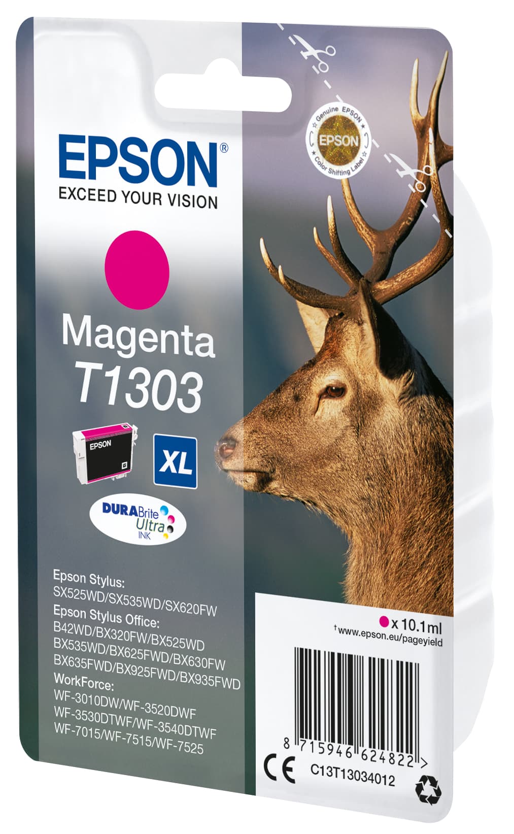 Epson T1303 - 10.1 ml - tamanho XL - magenta - original - blister - tinteiro - para Stylus Office BX630, BX635, BX935, WorkForce WF-3010, 3520, 3530, 3540, 7015, 7515, 7525