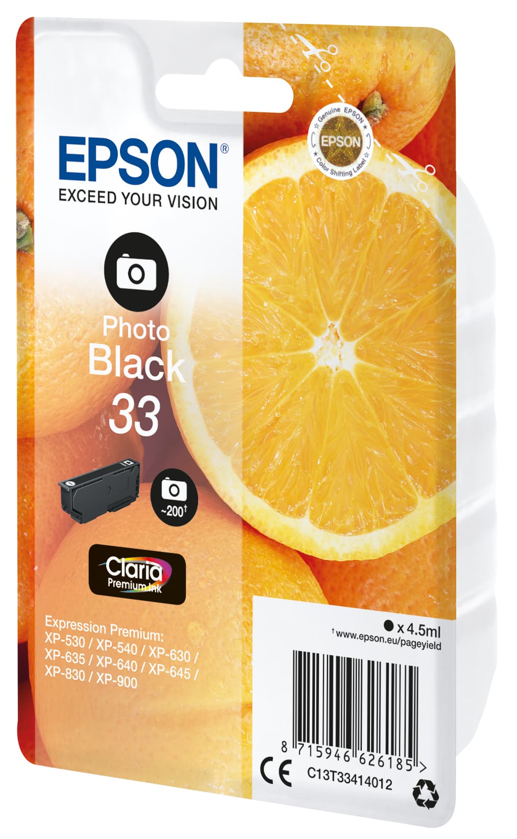 Epson 33 - 4.5 ml - preto foto - original - blister com RF/alarme acústico - tinteiro - para Expression Home XP-635, 830, Expression Premium XP-530, 540, 630, 635, 640, 645, 830, 900