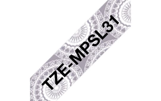 Brother TZe-MPSL31 - Renda preta sobre prateado - Rolo (1,2 cm x 4 m) 1 cassete(s) fita laminada - para Brother PT-H110, P-Touch Cube PT-P300, P-Touch Cube Pro PT-P910, P-Touch Embellish PT-D215