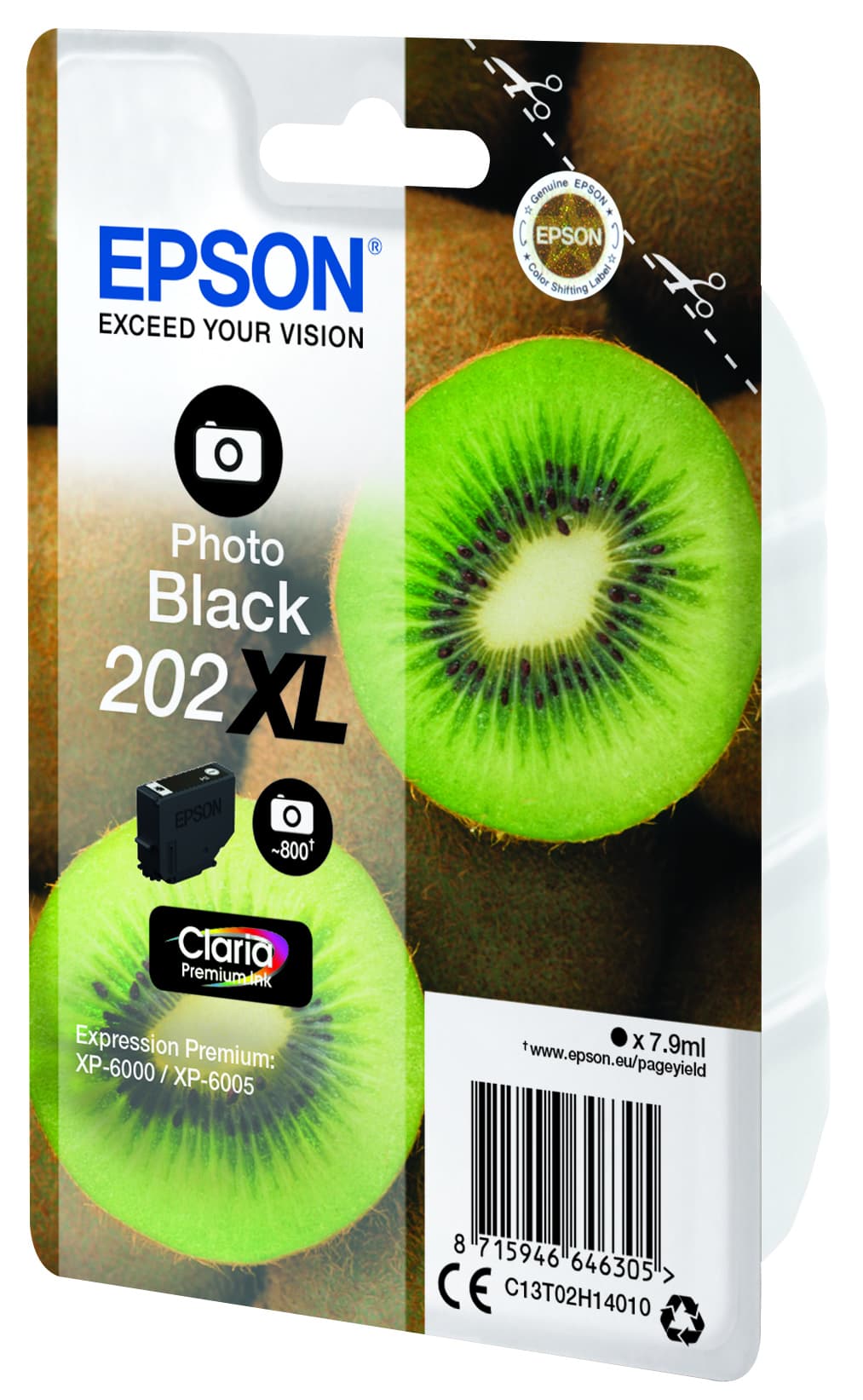 Epson 202XL - 7.9 ml - alta capacidade - preto foto - original - blister - tinteiro - para Expression Premium XP-6000, XP-6005, XP-6100, XP-6105