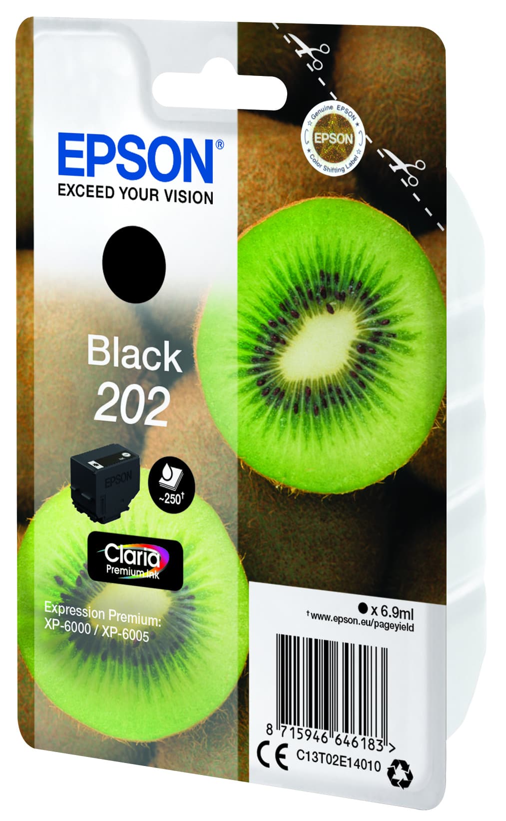 Epson 202 - 6.9 ml - preto - original - blister com RF/alarme acústico - tinteiro - para Expression Premium XP-6000, XP-6005
