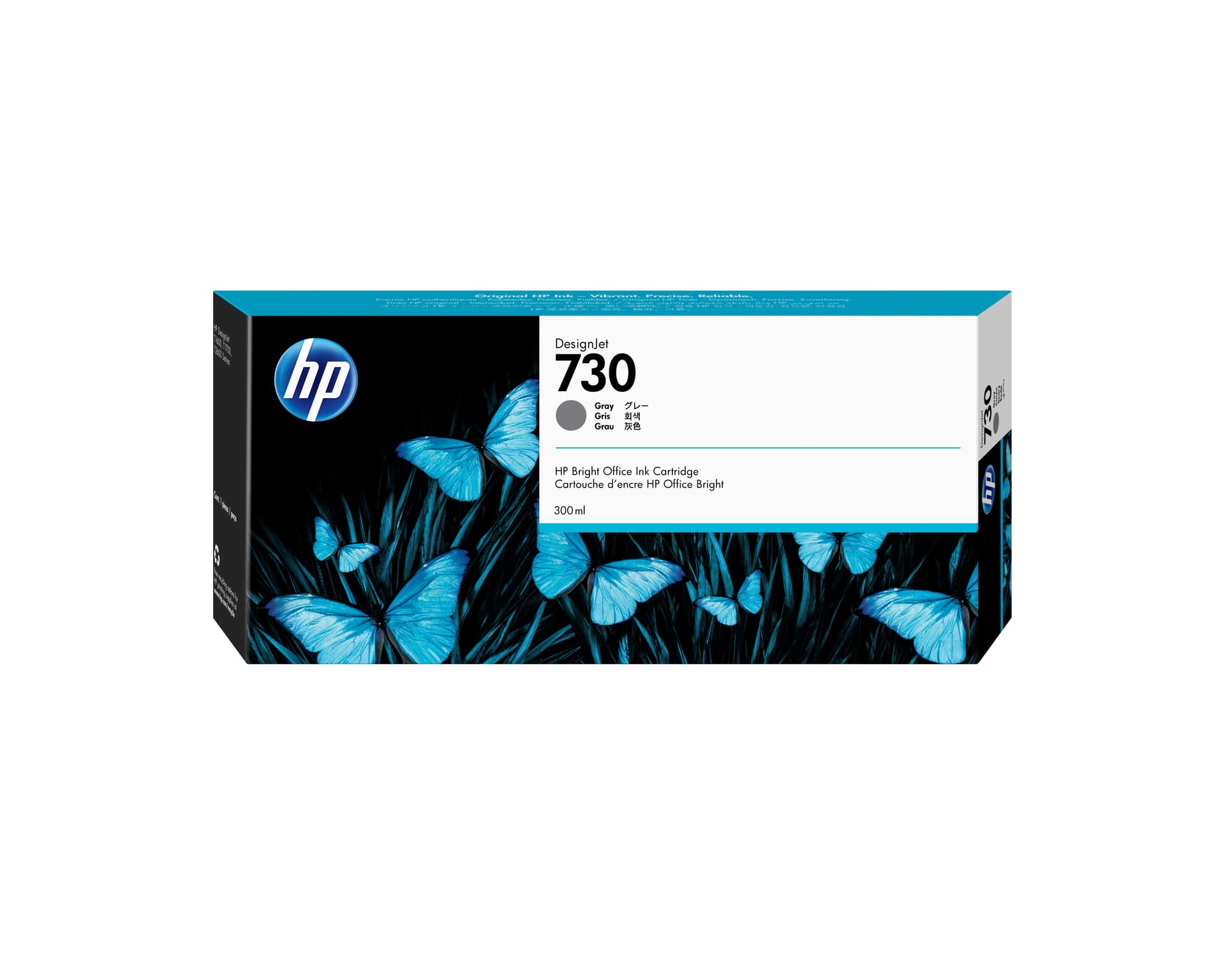 HP 730 - 300 ml - alta capacidade - cinza - original - DesignJet - tinteiro - para DesignJet SD Pro MFP, T1600, T1600dr, T1700, T1700dr, T1708, T1708dr, T2600, T2600dr