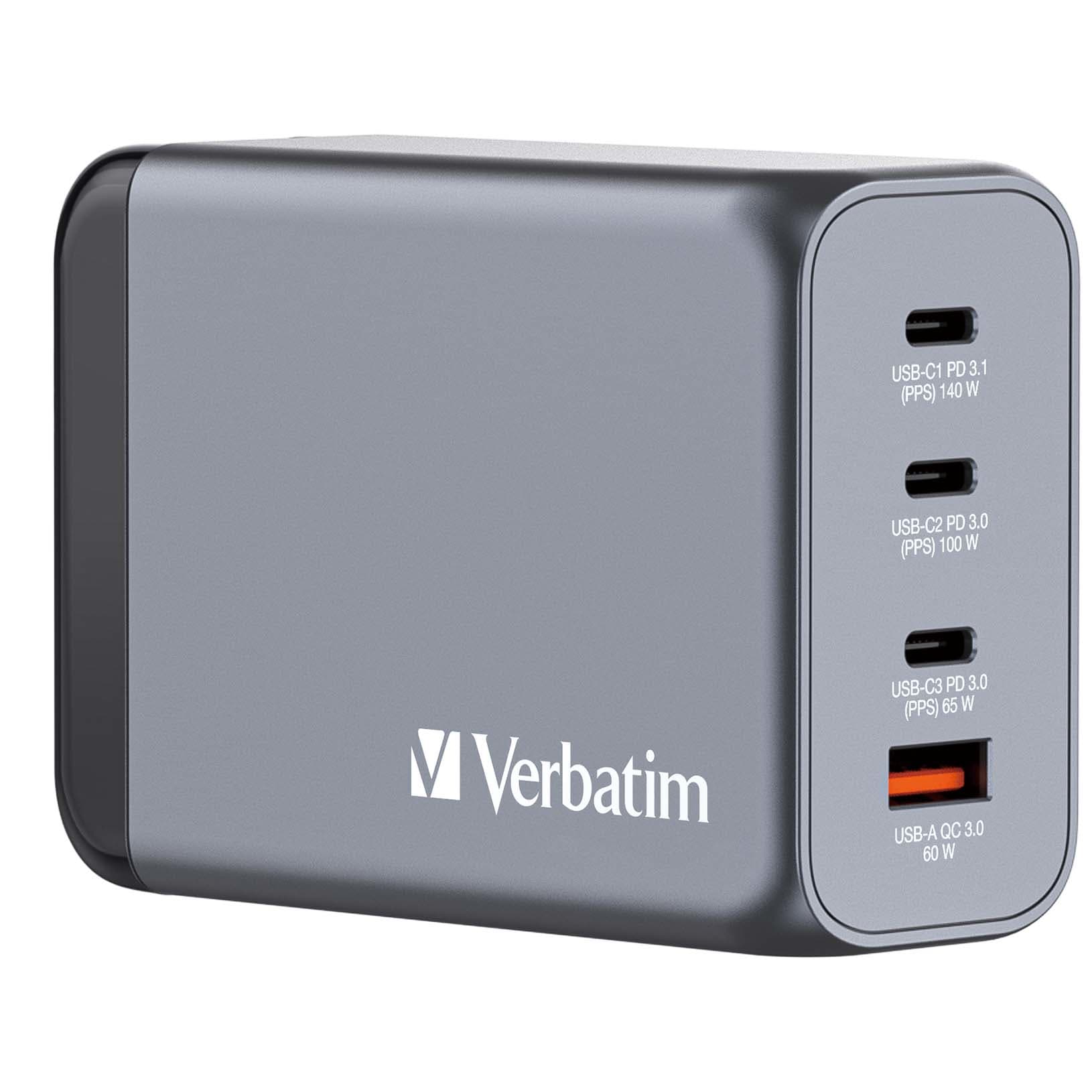 VERBATIM CARREGADOR GAN 240W 3x USB-C 1xUSB-A #PROMO 20%#