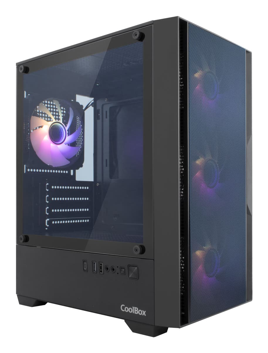 COOLBOX COO-CHA-GM220B-0 GAMING CASE MATX GM220 FUSION BLACK MESH USB-C 3.2 GEN1 WITHOUT POWER SUPPLY + 4 ARGB FANS