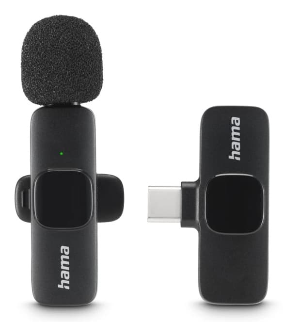 HAMA Smart Wireless Lavalier Microphone Wireless Clip-on Mic f. Mobile Phones