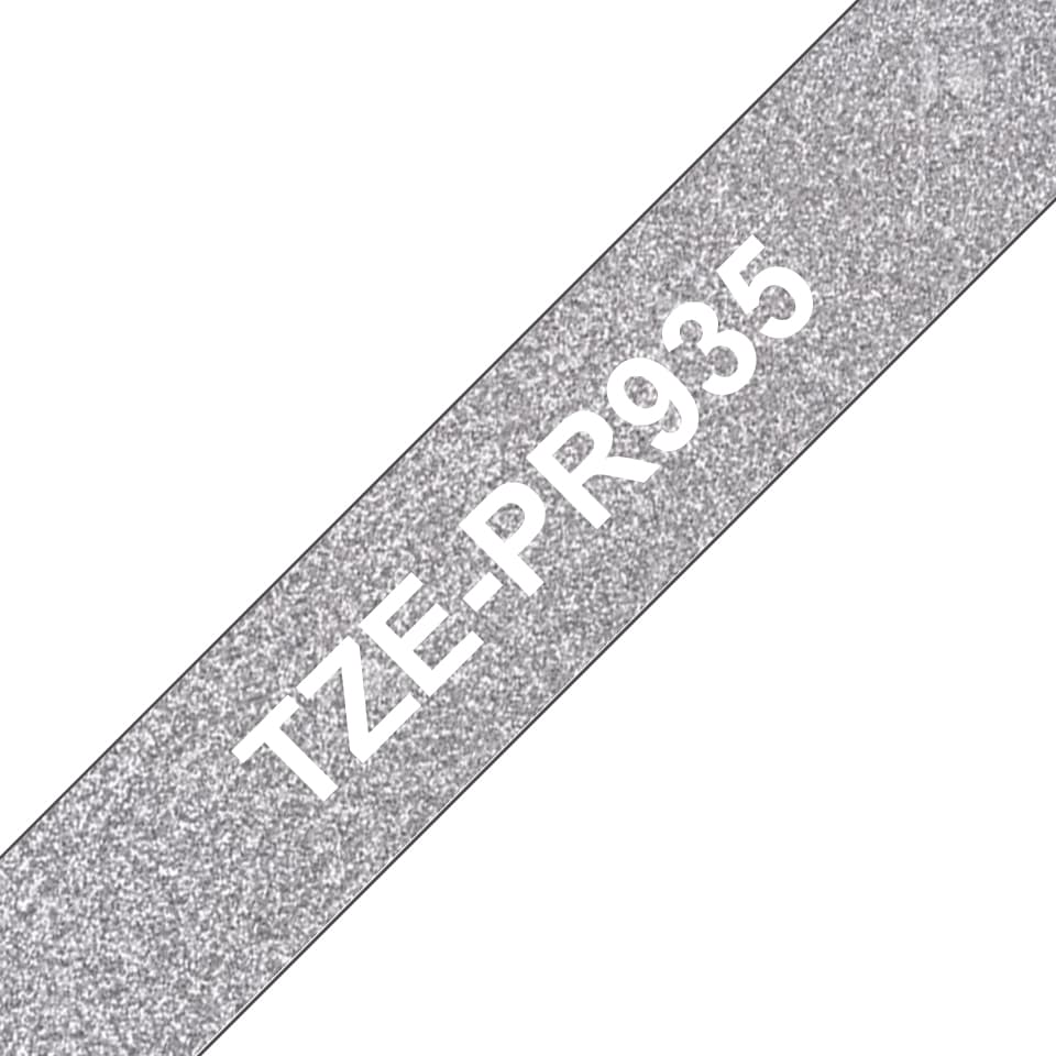 Brother TZe-PR935 - Impressão branca em prateado brilho premium - Rolo (1,2 cm x 8 m) 1 cassete(s) fita laminada - para P-Touch Cube Pro PT-P910BT