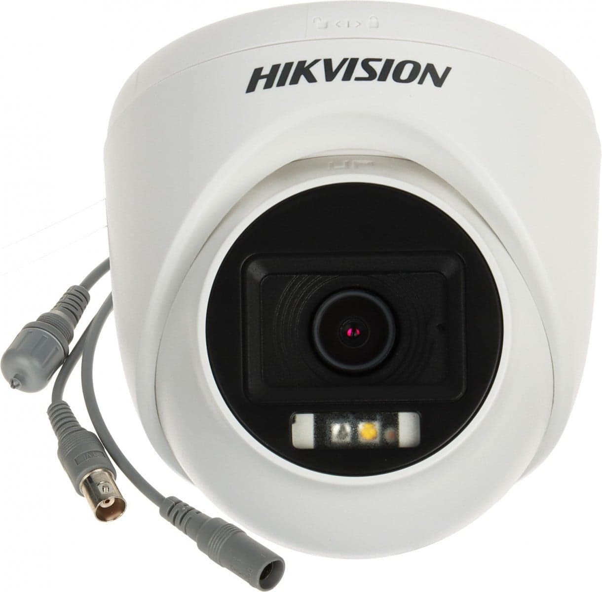 Hikvision DS-2CE76D0T-LPFS(2.8mm) Câmera Turret Fixa de Áudio com Luz Híbrida Inteligente de 2MP