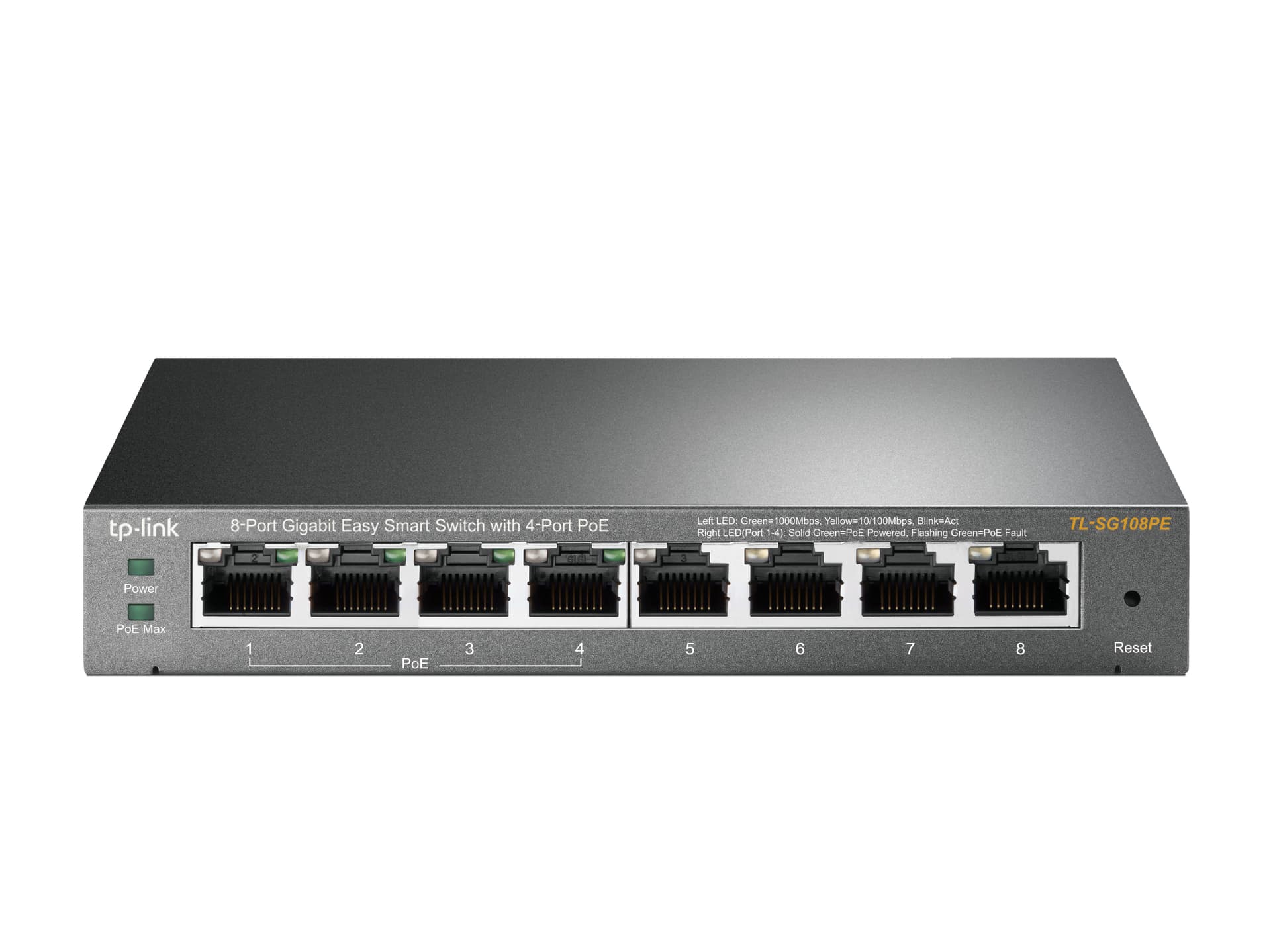 TP-LINK TL-SG108PE PoE+ Easy Smart Switch 8x10/100/1000Mbps 4xPoE+ 64W budget