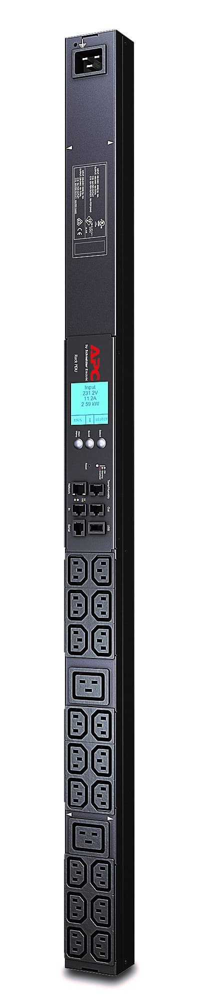 APC Metered Rack PDU - Faixa de distribuição de energia (montável em bastidor) - AC 200/208/230 V - RS-232 - entrada: IEC 60320 C20 - conectores de saída: 20 (power IEC 60320 C13, IEC 60320 C19) - preto - para P/N: AR4032A, AR4038LA, NBPD0150, SMX3KR