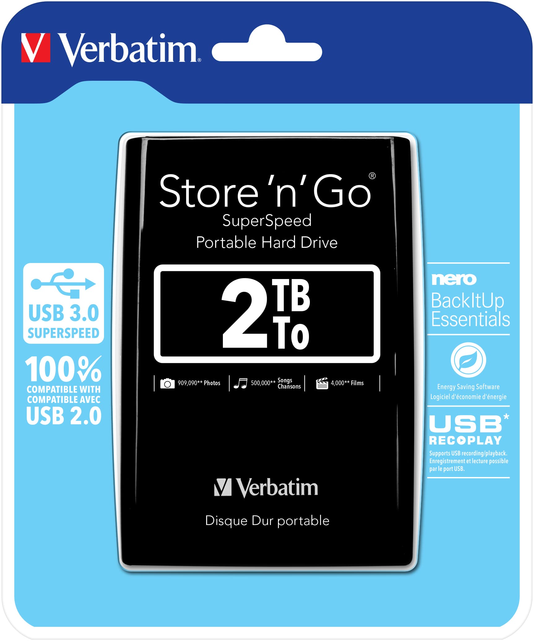 VERBATIM HDD 2.5" 2TB STORENGO USB 3.0 BLACK