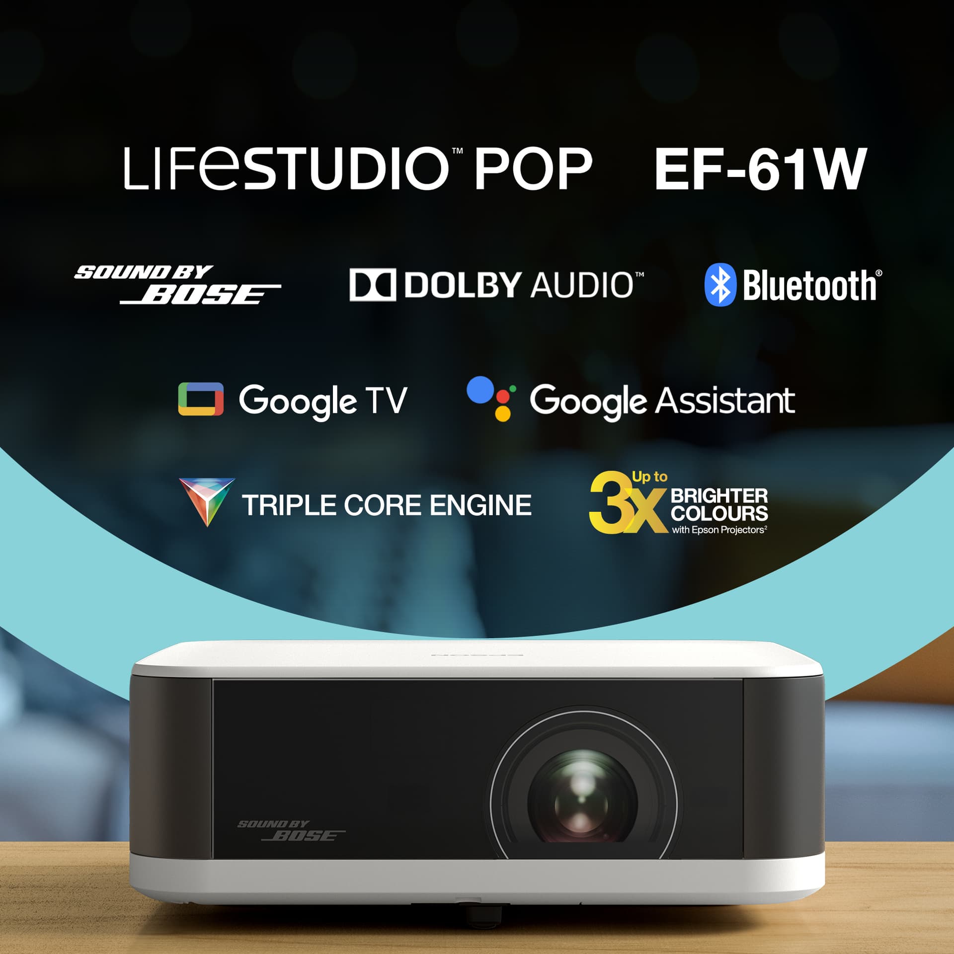 EPSON Lifestudio POP Projector EF-61W Diamond White