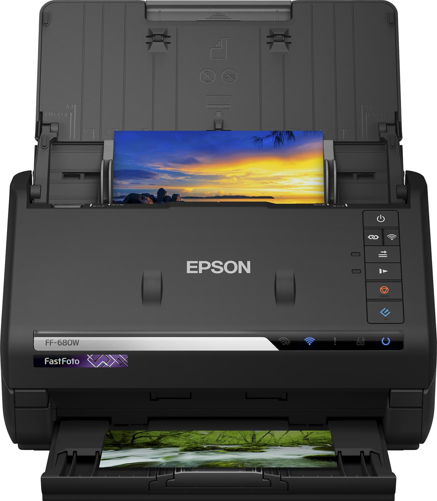 Epson FastFoto FF-680W - Escaneador de documento - Sensor de Imagem de Contacto (SIC) - Duplex - A4 - 600 ppp x 600 ppp - até 45 ppm (mono) / até 45 ppm (cor) - ADF (100 folhas) - USB 3.0, Wi-Fi(n)